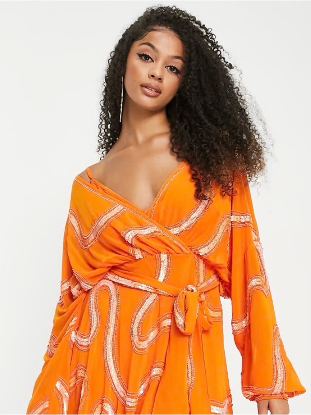 🆕ASOS Design Sheer Mini Dress with Tie Belt Size 16